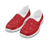 Dajingkj Mesh Trainers & Sports Shoes for Women Summer Breathable Road Running Shoes Non-Slip Trainer Lightweight Mesh Trainers, Red-rose, 6 UK