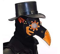Dajingkj Plague Doctor Mask Steampunk PU Leather Long Nose Bird Beak Half Plague Mask Adjustable Scary Halloween Mask Costumes Props