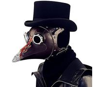 Dajingkj Plague Doctor Mask Steampunk PU Leather Long Nose Bird Beak Half Plague Mask Adjustable Scary Halloween Mask Costumes Props