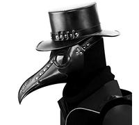 Dajingkj Plague Doctor Mask Steampunk PU Leather Long Nose Bird Beak Half Plague Mask Scary Halloween Mask Costumes Props