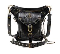 Dajingkj Steampunk Skull Waist Bag Motorcycle Leg Bag Messenger Bag Gothic Travel Bag Leg Hip Holster Purse for Women Men (black025)