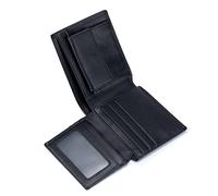 Dajingkj Trifold Wallets for Men RFID Blocking Durable Slim Soft Genuine Leather Retro Credit Card Holder with Coin Purse, Black, Fashion