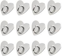 DAJISI 12-Piece Adhesive Heart Phone Charm Hook - Metal Holder, Finger Grip Loop Stand for DIY Case, Pad, Tablet Supplies (Silver)