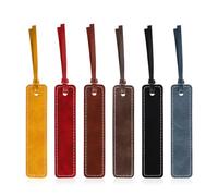 DAJISI 6PCS Leather Bookmark for Women Men, Multicolor Genuine Leather Bookmarks with Tassel Simple Elegant Book Markers Meaningful Gift for Reader Book Lovers (6 Color)