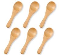 DAJISI 6PCS Small Wooden Spoons, 3.93 Inch Length Honey Spoon Wooden Spoons with Short Handle for Kitchen Cooking Seasoning Milk Powder Coffee Ice Cream