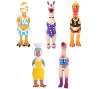 DAJOOEE 5 Pcs Screaming Rubber Chicken Dog Latex Squeaky Toy，Durable Chicken Dog Toy Soft Rubber Chew Molar Dog Toys for Small Medium Dogs (Chicken)