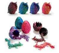 Dak Haan 4PCS Mini 3D Printed Dragon Egg,Full Articulated Crystal 3D Dragon-Boy Toy Party Gift for Boys and Girls