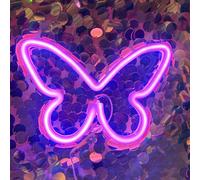 DAKABUKA Butterfly Neon Light LED Sign for Room Decor USB or 3-AA Battery Powered Signs for Girl Wall Decor Party Valentines' Day Christmas Living Room Kids Wedding Decoration(Pink)