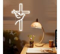 DAKABUKA Cross Neon Sign for Wall Decor Peace Dove Neon Light Dimmable Led Easter Cross Light Up Sign for Bedroom Home Room Festival Party Wedding Décor