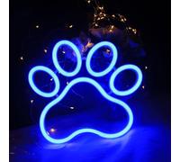 DAKABUKA Dog Cat Paw Neon Sign Paw Print Neon Sign Dimmable Neon Light for Pet Shop Pet Clinic Bedroom Wall Decor USB Powered Neon Light Wall Sign Art Decor (Blue)