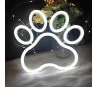 DAKABUKA Dog Cat Paw Neon Sign Paw Print Neon Sign Dimmable Neon Light for Pet Shop Pet Clinic Bedroom Wall Decor USB Powered Neon Light Wall Sign Art Decor (White)