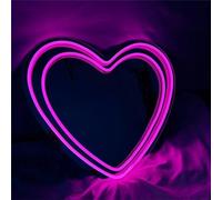 DAKABUKA Heart Shaped Mirror Neon Sign Pink Love Neon Light LED Wall Mirror Sign for Mother's Day Gift Girls Wedding Birthday Party Decorations(34x32cm)