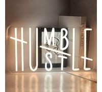 DAKABUKA Humble Hustle Neon Sign LED Neon Lights For Wall Decoration Night Lights For Room Party Decor Office Man Cave Bedroom USB Power Warm And White(16.5 * 8.7")