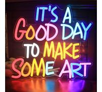 DAKABUKA It's A Good Day to Make Some Art Colorful Neon Sign for Wall Decor Paint Neon Light Multicolored Inspiration Letter Light Up Sign for Classroom Flower Shops Art Museums Cafe Store Home Decor