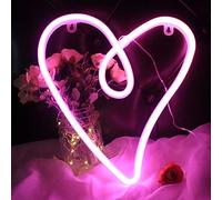 DAKABUKA Love Heart Neon Signs LED Heart Shape Night Lights for Wall Decor USB or Battery Signs for Bedroom Birthday Party Valentines' Day Christmas Living Room Kids Wedding Girls Decoration(Pink)