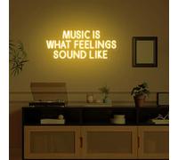 DAKABUKA Music Is What Feelings Sound Like Neon Sign For Wall Decor Warm White Letter Neon Light Recording Studios Live Music Neon Light Sign LED Word Light for Studio Concert Bar Bedroom Decoration