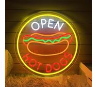 DAKABUKA Neon Signs Dimmable LED Neon Lights for Restaurant Business Signs, Hot Dog Theme, 12.2" x 12.2" (31cm x 31cm), Acrylic Material, USB Powered, Wall Mount