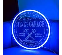DAKABUKA Personalized Custom Garage Neon Sign for Wall Decor Custom Name Date Home Bar LED Sign Neon Light Up Sign for Auto Repair Shop Man Cave Workshop Carport Carbarn Decor Men Gift