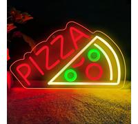 DAKABUKA Pizza Neon Sign for Wall Decor Pizza Shaped Neon Sign for Pizzeria Food Powered Dimmable Letter Led Light Up Signs for Business Shop Restaurant Kitchen Store Party Food Decor