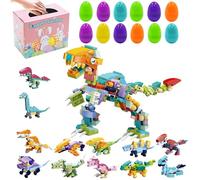 DAKABUKA Pre-Filled Easter Eggs, Easter Eggs with Dinosaurs 12 in 1 DIY Dino Toys for Easter Basket Stuffers, Easter Egg Hunt, Easter Party Favors Toys Set for Kids Boys Girls