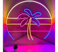 DAKABUKA Sunset&Sea LED Neon Signs Palm Tree Neon Lights For Bedroom Decoration Cool Wall Decor For Living Room Boy's Girls Room USB Powered(12 * 12")