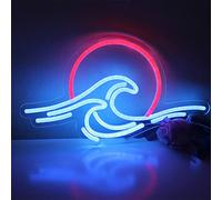 DAKABUKA Sunset&Sea LED Neon Signs Wave Neon Lights For Bedroom Decoration Cool Wall Decor For Living Room Boy's Girls Room USB Powered(15 * 8.7")