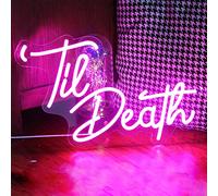 DAKABUKA Til Death Pink LED Neon Signs Wedding Birthday Party Wall Decor Sign Light Up Lights For Bedroom Living Room Anniversary Engagement USB 5V 16.9 X 10.2 inches