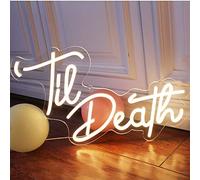 DAKABUKA Til Death Pink Warm White LED Neon Signs Wedding Birthday Party Wall Decor Sign Light Up Lights For Bedroom Living Room Anniversary Engagement USB 5V 16.9 X 10.2 inches