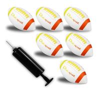 Dakapal 6 Pack Football Size 6 Junior Sized Ball with Textured Grip for Kids Youth Practice, Match and Scrimmage Play Indoors & Outdoors All Weather Use with Pump-Yellow/Orange