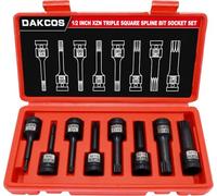 DAKCOS 1/2" Impact Spline Bit Socket Set, 8pcs XZN Triple Square, M5-M18