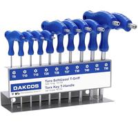 DAKCOS 10 Pcs T-Handle Torx Wrench Set, T9-T50 Star Key with Storage Rack, Cr-V