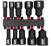 DAKCOS 10pcs Nut Driver Set 1/4" Hex Shank Drill Socket Set Metric 6-19mm Quick Change Drill Bits CR-V