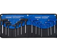 DAKCOS 14 pcs T-Handle Torx & Hex Key Set Allen Key Set 2.5 mm-10 mm & Star Key Set T10-T50 with Storage Rack, Cr-V