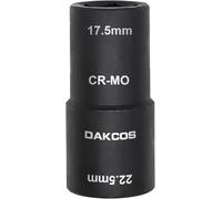 DAKCOS 17.5 x 22.5 mm Impact Wrench Nuts, 1/2 Inch Double Head Power Socket Wrench for Wheel Nut, CR-MO