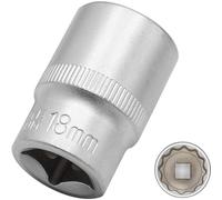 DAKCOS 18mm Spline Socket 1/2" Drive Multi-Tooth 12 Ponit Socket Spanner,CR-V, Mat Chrome Finis