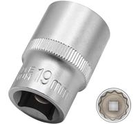 DAKCOS 19mm Spline Socket 1/2" Drive Multi-Tooth 12 Ponit Socket Spanner,CR-V, Mat Chrome Finis