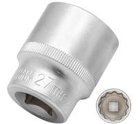 DAKCOS 27mm Spline Socket 1/2" Drive Multi-Tooth 12 Ponit Socket Spanner,CR-V, Mat Chrome Finis
