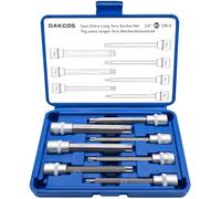 DAKCOS 3/8" Drive Long Torx Bits Socket Set, 7pcs Star Bit Socket Set, T25 T30 T40 T45 T50 T55 T60, CR-V Sockets and S2 Bit