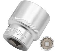 DAKCOS 30mm Spline Socket 1/2" Drive Multi-Tooth 12 Ponit Socket Spanner,CR-V, Mat Chrome Finis