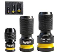 DAKCOS 3pcs Impact Socket Adapter, 1/2", 3/8", 1/4" Square Drive to 1/4" Hex Shank, Hex Adapter for Ratchet Wrench Drivers, Impact Bit Holders, Quick Change Bit Holder CR-MO