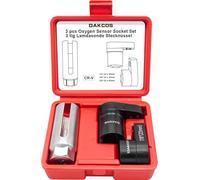 DAKCOS 3pcs Oxygen Sensor Socket Set, 1/2“ 3/8” Drive 22 mm (7/8") Lambda Sensor Socket with Side Wire Cutout, O2 Sensor Removal Tool