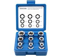 DAKCOS 9pcs Female E-Torx Star Socket Set, External 1/2" Drive Sockets E10, E11, E12, E14, E16, E18, E20, E22, E24 Made of CR-V with Matt Chrome Finish