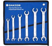 DAKCOS Flare Nut Spanner Set, 6 Pieces Brake Pipe Spanner, Dual End Ring Spanner Wrench Set, Metric 8x9mm, 10x11mm, 12x13mm, 14x15mm, 16x17mm, 18x19mm