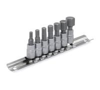 DAKCOS Hex Bit Socket Set 1/4" Drive 7 Pieces Allen Key Socket Set Metric 4mm - 12mm S2 Alloy Steel Bit and CR-V Drive Socket