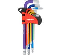 DAKCOS Hex Key Set, 9 Piece Allen Wrench Hex Key Set, Imperial Ball End Allen Key Set 1/16"-3/8", L-Key Set with Color Coding