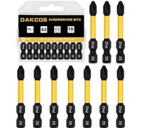 DAKCOS PH2 Torx Bit, Impact Driver Bits, 1/4" Screwdriver Bit Sets, 10PCS Premium S2 Alloy Steel Bits, 50mm Long