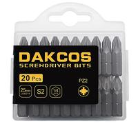 DAKCOS PZ2 Torx Bit, 20PCS Impact Driver Bits, 1/4" Screwdriver Bit Sets, Premium S2 Alloy Steel Bits, 25mm Long