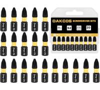DAKCOS PZ2 Torx Bit, Impact Driver Bits, 1/4" Screwdriver Bit Sets, 20PCS Premium S2 Alloy Steel Bits, 25mm Long