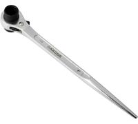 DAKCOS Ratchet Podger Spanner Scaffold Spanner Steel Erect Wrench 19mm x 21mm (Silver Tone)