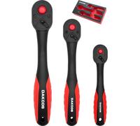 DAKCOS Socket Wrench Set 1/4" 3/8" 1/2" Drive Ratchet with Quick Release Composite Offset Handle Reversible Spanner 72 Teeth